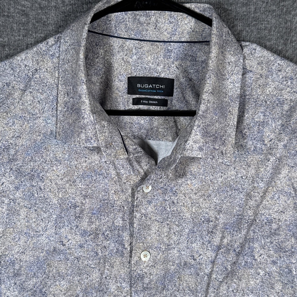 Bugatchi Shirt‎ Mens XXL Abstract OoohCotton Tech 8-Way Stretch Short Sleeve